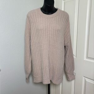 Aerie Ribbed Cowl Neck Sweater in Soft Beige
